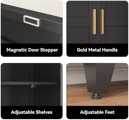 COFaR 71" Modern Pantry Cabinet in Black, 5-Tier Storage Cabinet with Adjustable Shelves, Industrial Steel Cupboard for Kitchen, Office & Living Room Organization - Image 6