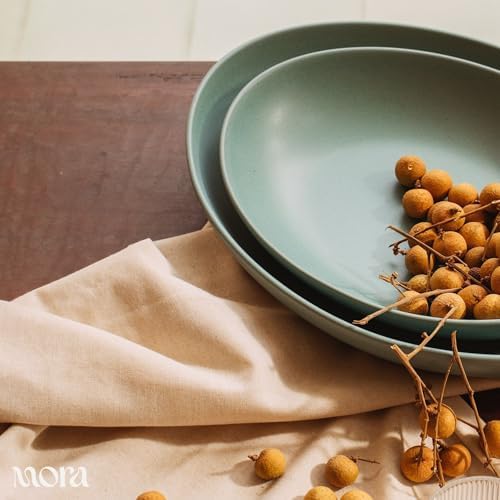 MORA Mega and Giant Serving Dishes Set of 2, 16 inch and 14 inch Ceramic Pottery Oval Platters - Microwave, Oven and Dishwasher Safe - Iris & Merrigold - Image 7