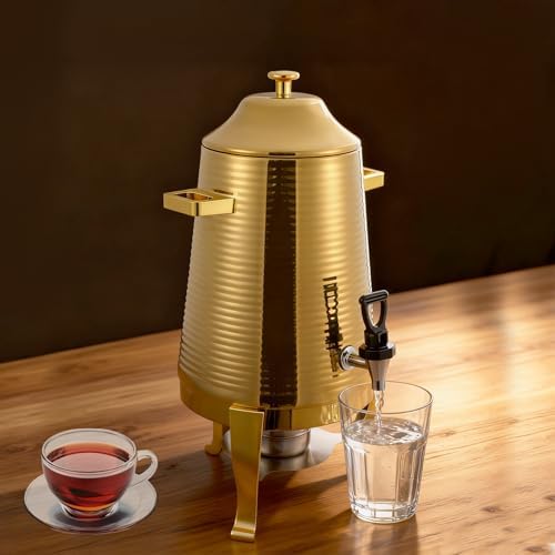 3.43Gallon Stainless Steel Hot Beverage Dispenser,Coffee Chafer Urn with Spigot&Fuel Holder,Cold&Hot Drinks Dispenser for Milk Coffee Tea Juice - Parties Catering Buffet Event (Gold,D) - Image 7