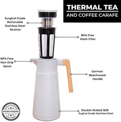 Thermal Coffee Carafe 68 Oz - Stainless Steel Insulated with Tea Infuser - Image 6