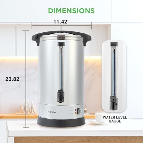NutriChef Water Boiler and Hot Water Dispenser, 19L Electric Beverage Dispenser with Safety Lock Lid, Non-Drip Tap, Warm Function, Food Grade Stainless Steel, Home & Commercial Use, 19"x9"x9", Silver - Image 7