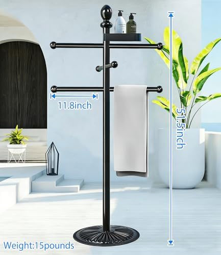 Pool Outdoor Towel Rack, 6 Bars with Top Tray Metal Heavy Duty Pool Accessories with Heavy Metal Base, Hot Tub Accessories Towel Dying Rack Towel Stand for Pool, Hot Tub etc - Image 6