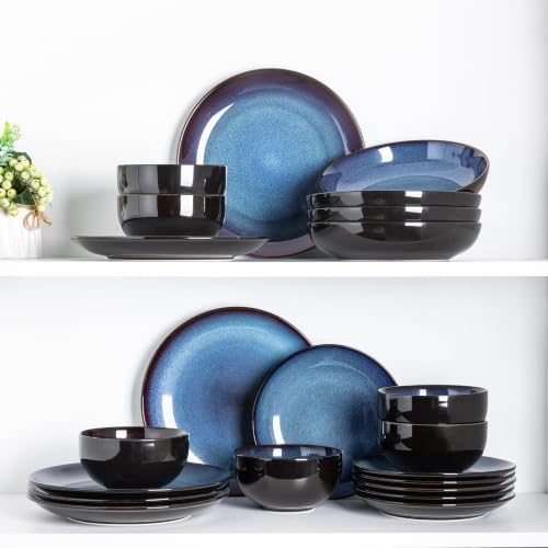 LeRatio Ceramic Dinnerware Sets for 4,12Pcs Porcelain Plates and Bowls Set - Image 6