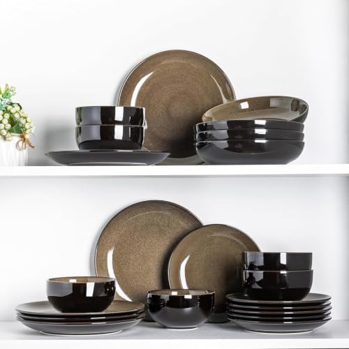 LeRatio Ceramic Dinnerware Sets for 6,18Pcs Porcelain Plates and Bowls Set - Image 7