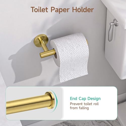 USHOWER 8PCS Light Gold Bathroom Hardware Set, 24-Inch Towel Bar Set - Image 6