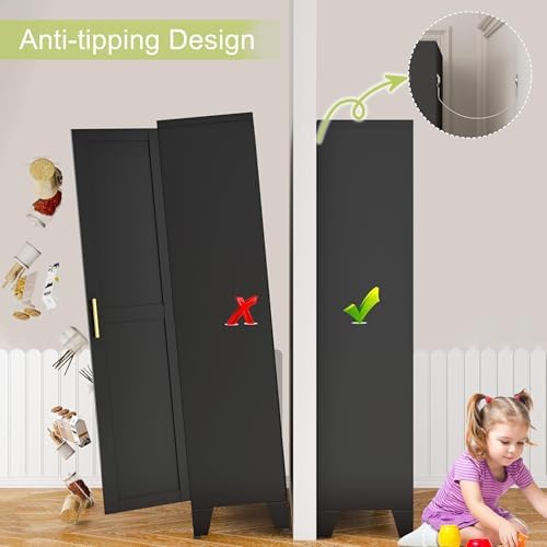GAIOUS Metal Storage Cabinet, Black Pantry Storage Cabinets with 2 Door - Image 6