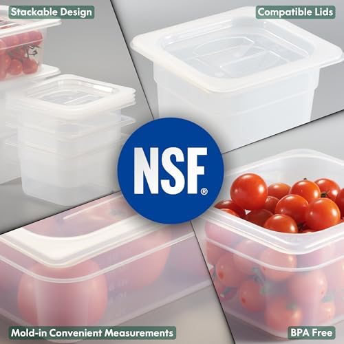 CURTA 4-Pack 1/4 Size 4" Deep Food Pan with Handled Lid – NSF Listed Commercial-Grade Translucent Polypropylene, Stackable Freezer-Safe Storage for Restaurants, Catering & Buffets - Image 7
