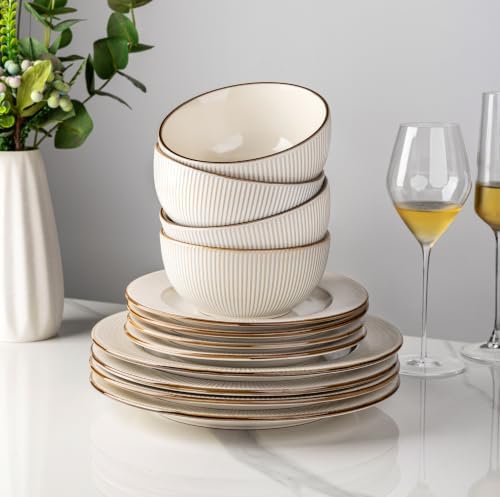 GBHOME Ceramic Dinnerware Sets of 4,16 pcs Plates and Bowls Sets Dishes - Image 6