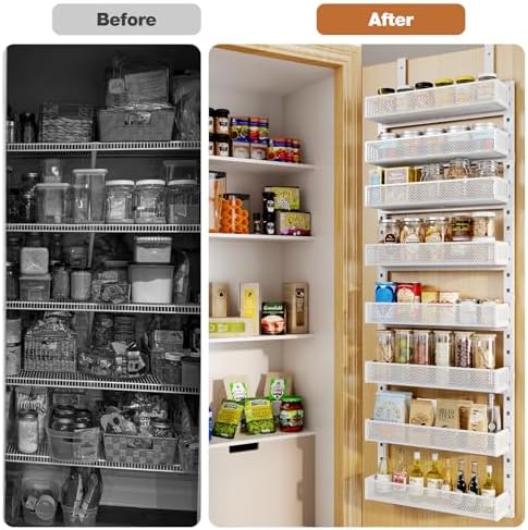 Pantry Door Organizers and Storage,8-Tier Large Wide Metal Heavy-Duty Frame Over the Door Spice Rack, 2 in 1 Wall-Mounted or Hanging shelf for Kitchen, Bathroom, Laundry Room, Bedroom, Closet &Nursery - Image 7