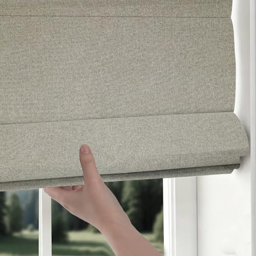 Changshade Custom Size No Drill Roman Shades Cordless Blinds Blackout for Indoor Windows, Room Darkening Black Out Tension Rod No Hardware No Tools No Screw Only Inside Mount, Beige - Image 7