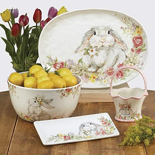 Sweet Bunny 16pc DINNERWARE SET for 4, Ceramic Easter Bunny Plates and Bowls Set, Spring Tabletop Collection, Durable Glazed Finish, Dishwasher Safe, Re-Mailer Packaging - Image 6