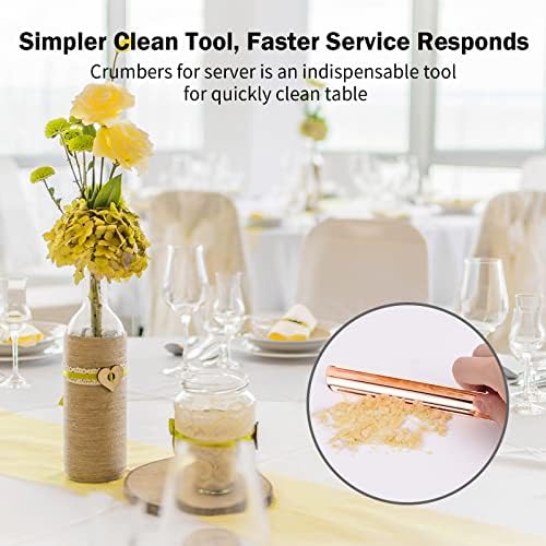 Food Scraper, Restaurant Table Crumb Sweepers, Crumb Cleaner Tool for Kitchen, Stainless Steel Crumb Catcher for Crumbs, Crumber Tool Server Accessories for Waitresses Waiters (2 PACK, Rose Gold) - Image 7