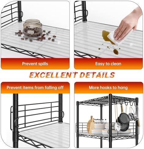 REIBII 59.1" H Storage Shelves, Side Blockers & Hooks, for Kitchen - Image 6
