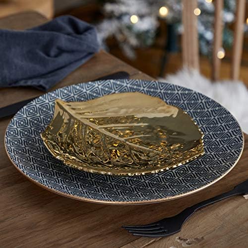 Costa Nova Ceramic Stoneware 9" Hydrangea Leaf - Riviera Collection, Gold | Microwave & Dishwasher Safe Dinnerware | Food Safe Glazing | Restaurant Quality Serveware - Image 4