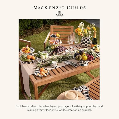 MACKENZIE-CHILDS Pedestal Platter, Large, Black-and-White Courtly Check - Image 6