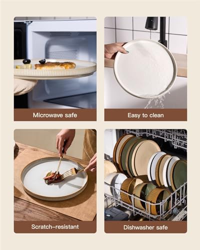 Dinnerware Set for 4, Reactive Glaze Plates and Bowls Sets - Image 6
