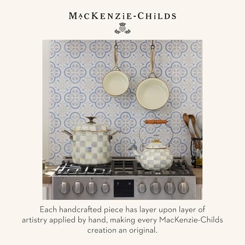 MACKENZIE-CHILDS Whistling Tea Kettle, Gray-and-White Sterling Check - Image 6