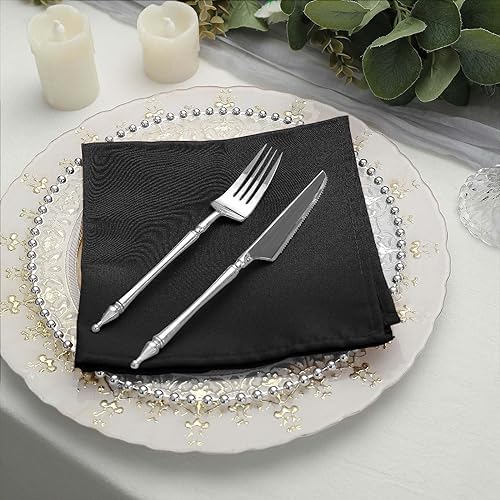 10 pcs 17-Inch Black Polyester Table Napkins Reusable Washable Wedding Party Dinner Linens Tableware Supplies - Image 7