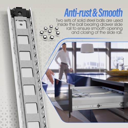 5 Pairs Full Extension Drawer Slides 24 inch Heavy Duty Rails - Image 6