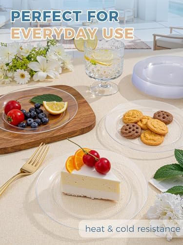 WDF 200PCS Clear Plastic Plates for Party - Heavy Duty Clear Disposable Plates - 100 x 10 Dinner Plate and 100 x 7 Dessert/Cake Plastic Plate for Weddings/Traval/Party/BBQ/Events - Image 6