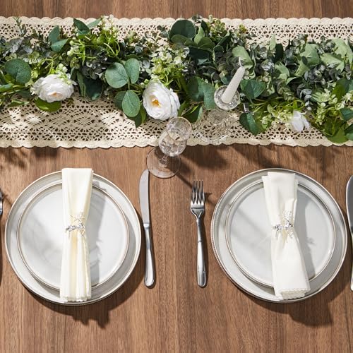 LIANYU 8 Piece Stoneware Plates and Bowls Dishes Set for 2, Dinnerware Sets with Pasta Bowls, Ribbed Dining Ware Dishware for Home Wedding, Microwave and Dishwasher Safe, Dawn Beige - Image 6