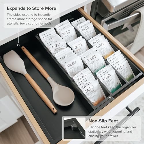 KitchenEdge Tea Bag & Coffee Pod Organizer, 9.7-17 in, Black Bamboo - Image 6