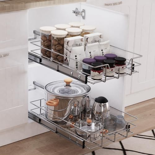 Pull Out Cabinet Organizer 21" W X 22" D, Chromed, Full Slide Out Drawers - Image 6