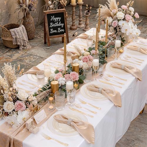 WDF 120PCS Gold Plastic Plates- Disposable Gold Glitter Plates, Premium Heavy Duty 60-10.25" Dinner Plate and 60-7.5" Salad Plate for Wedding/Thanksgiving/Friensgiving/Fall Harvest - Image 6