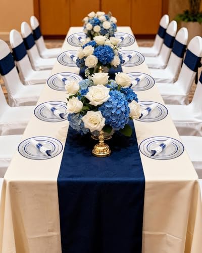 Goodluck 175 Pcs Clear Blue Disposable Plastic Plates Party Supplies - Image 7