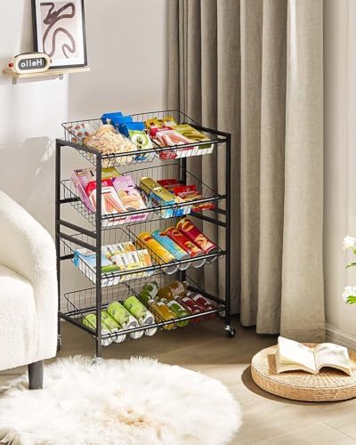 Evermagin 25.2" W Kitchen Storage Cart, 4-Tier Snack Cart with Wheels - Image 6