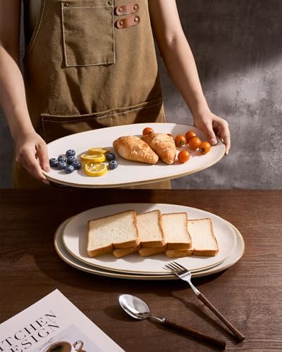 famiware Serving Platters Set of 3 Sizes - Oval, Matte White - Image 6