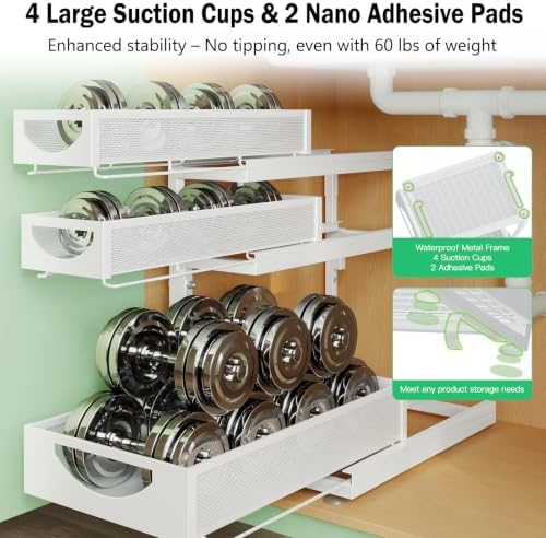 Under Sink Organizer, 1-Pack 3-Tier Pull Out Cabinet Organizers and Storage - Image 6