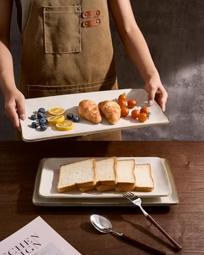 Famiware Serving Platters Set of 3 Sizes - Rectangular, Matte White - Image 6