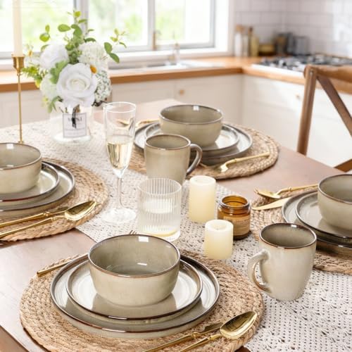 GBHOME Dinnerware Sets for 6, 18 Pieces Ceramic Plates and Bowls Set - Image 7