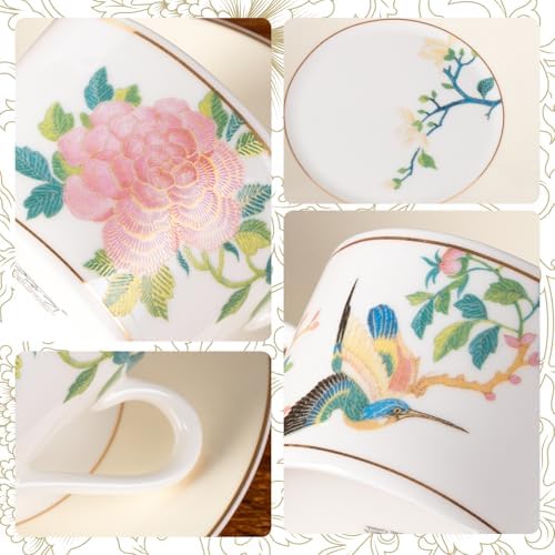 KAMMAK Tea Cups and Saucers Set of 2, Porcelain Coffee Cups, JBE004 - Image 7