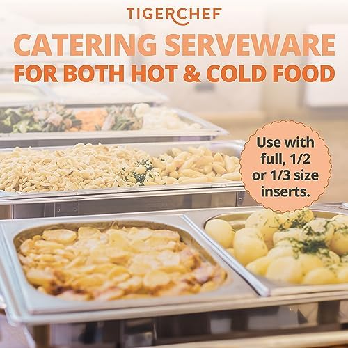 Complete Stainless Steel Chafing Dish Set by TigerChef, Buffet Food Warmer with Foldable Frame, Fuel Holders with Covers, Food Pans, Water Pan, Elegant Buffet Set for Parties, 8 Qt Capacity - Image 6
