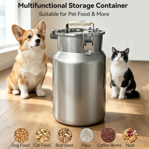 Newget 30 lb Stainless Steel Airtight Dog Food Storage Container with Scoop - Image 7