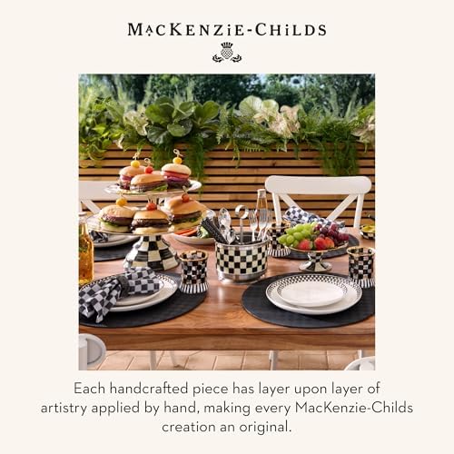MACKENZIE-CHILDS Pedestal Platter, Small, Black-and-White Courtly Check - Image 6