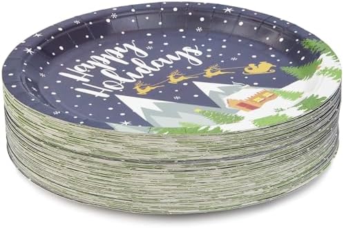 BLUE PANDA Heavy-Duty Paper Plates - Bulk Disposable Plates & Party Pack - Sturdy Blue Party Dish & Set - 9 in, 80 Count - Image 4
