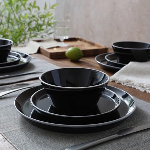 Famiware Saturn Dinnerware Sets, Ceramic Plates and Bowls for 4 with Trim - Image 6