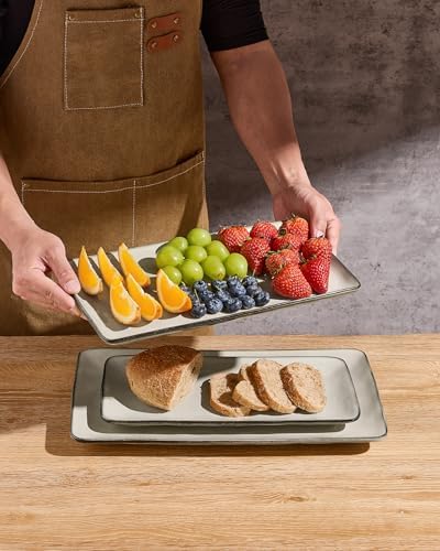 Famiware Serving Platters Set of 3 Sizes - Rectangular, Light Khaki - Image 6