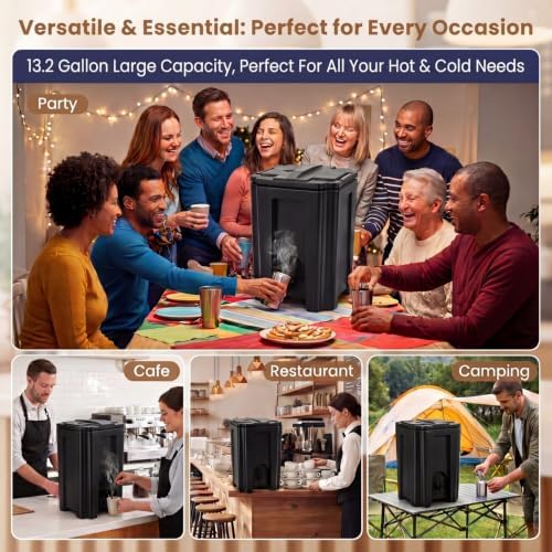 COSTWAY 13.2Gal Insulated Beverage Dispenser, Hot & Cold Dispenser Set of 2 - Image 7