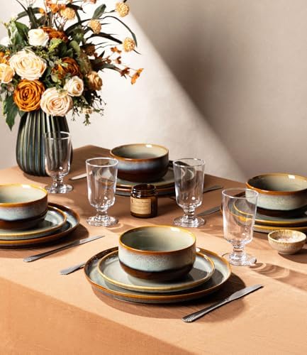 TheTerra Ceramic Dinnerware Set for 4, 12-Piece Plates and Bowls Set - Image 6