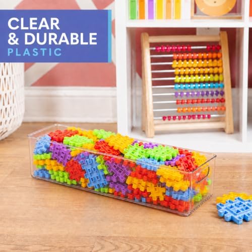 primebox Plastic Food Storage 4 Pack Clear Container Bin with Handles for Organizing Kitchen, Pantry, Refrigerator, Freezer, Pantry, Cabinet, Closet, Bathroom. 20”x6”x5” - Image 4