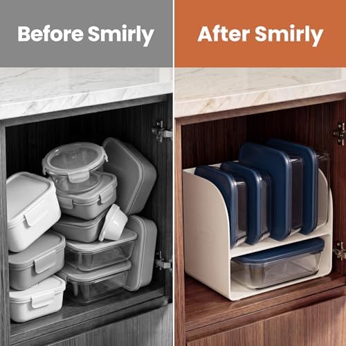 SMIRLY Glass Food Storage Containers with Lids & Organizer, 5-Pack (Blue) - Image 6