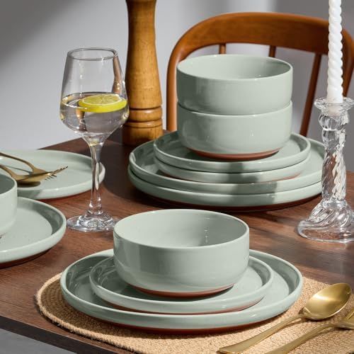 E-far Plates and Bowls Sets, 24Pcs Stoneware Ceramic Dinnerware Dishes Sets - Image 6