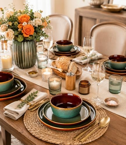 GBHOME Dinnerware Sets for 8, 24 Pieces Ceramic Plates and Bowls Set - Image 7