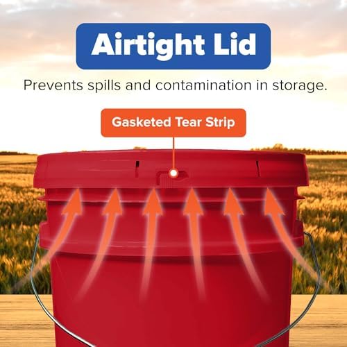 ePackageSupply 5 Gallon Bucket - Food Grade Bucket with Airtight Gasketed Tear Strip Lid, BPA-Free, Heavy-Duty 90 Mil HDPE Plastic Pail, Bulk Storage, Durable Container, Made in USA - Red, 1 Pack - Image 6