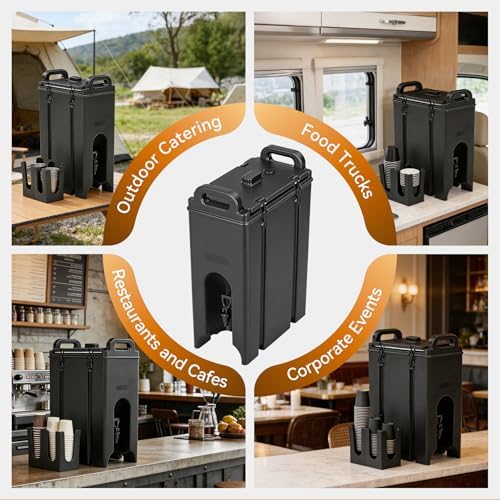 Insulated Beverage Dispenser 5 Gallon, Food-grade LLDPE Hot and Cold Beverage Server, Thermal Drink Dispenser with Two-Stage Faucet Handle for Restaurant, Included Cup Holder - Image 6