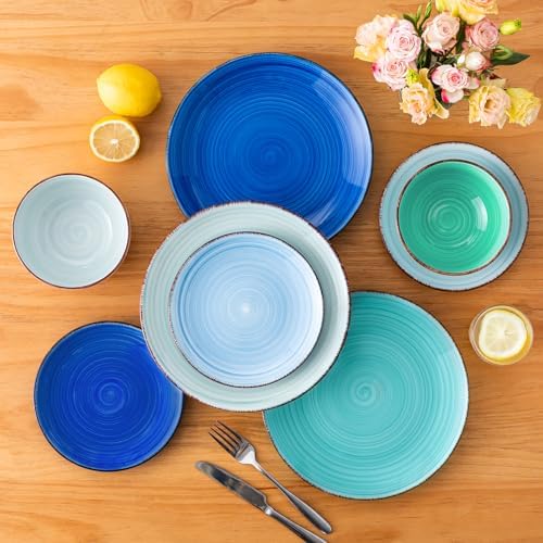 vancasso Bonita Plates and Bowls Set 18 Pieces Blue Stoneware Service for 6 - Image 6